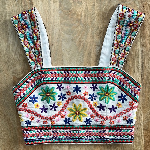 Alice + Olivia Esme Cropped Embroidered Top Size 2 - Picture 5 of 14